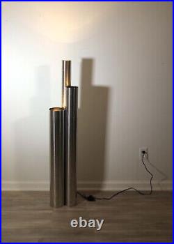 Mid Century Modern Rare Sonneman 3 Tube Chrome Floor Lamp