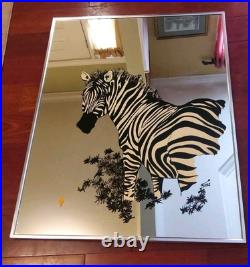 Mid Century Modern Turner Mirror Art Print ZEBRA by Russo, 22x28, Rare! Signed