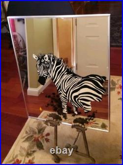 Mid Century Modern Turner Mirror Art Print ZEBRA by Russo, 22x28, Rare! Signed