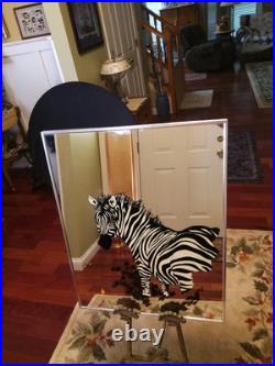 Mid Century Modern Turner Mirror Art Print ZEBRA by Russo, 22x28, Rare! Signed