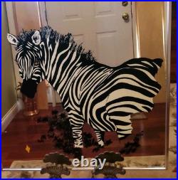 Mid Century Modern Turner Mirror Art Print ZEBRA by Russo, 22x28, Rare! Signed