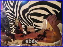 Mid Century Modern Turner Mirror Art Print ZEBRA by Russo, 22x28, Rare! Signed