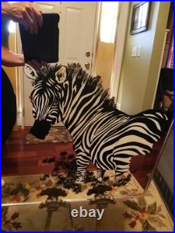 Mid Century Modern Turner Mirror Art Print ZEBRA by Russo, 22x28, Rare! Signed