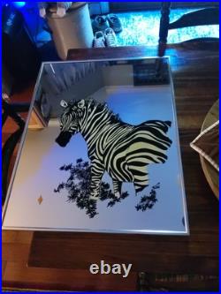Mid Century Modern Turner Mirror Art Print ZEBRA by Russo, 22x28, Rare! Signed