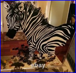 Mid Century Modern Turner Mirror Art Print ZEBRA by Russo, 22x28, Rare! Signed