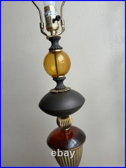 Mid-Century Modern VTG Amber Glass Lamp RARE