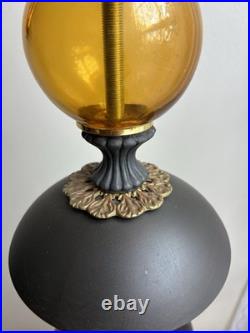 Mid-Century Modern VTG Amber Glass Lamp RARE