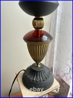 Mid-Century Modern VTG Amber Glass Lamp RARE