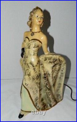 Mid Century Modern Very Rare Porcelain Female Figural TV Bedroom Back Light Lamp