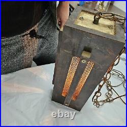 Mid-Century Modern Wood Lamp Hanging Pendant Light Vintage Brutalist Rare