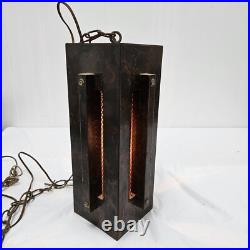 Mid-Century Modern Wood Lamp Hanging Pendant Light Vintage Brutalist Rare