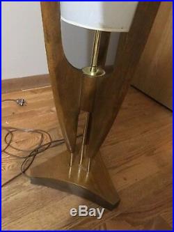 Mid Century Modern Wood Rocket Space Table Lamp 40 Inches Tall Vintage RARE LOOK