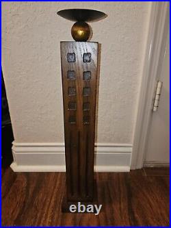 Mid Century Modern Wooden Candle Holder- 22 Inches Tall Rare