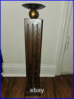 Mid Century Modern Wooden Candle Holder- 22 Inches Tall Rare