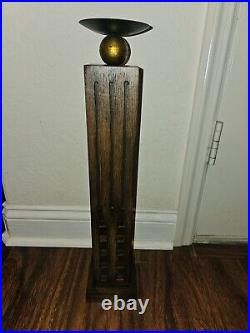 Mid Century Modern Wooden Candle Holder- 22 Inches Tall Rare