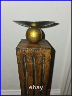 Mid Century Modern Wooden Candle Holder- 22 Inches Tall Rare