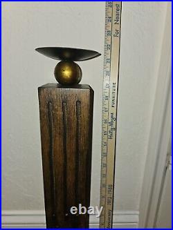 Mid Century Modern Wooden Candle Holder- 22 Inches Tall Rare