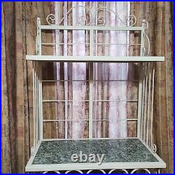Mid Century Modern Wrought Iron Bakers Rack Bar with Glass Shelves Vintage Rare