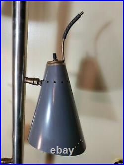 Mid Century Modern rare perforated metal cone pole tension light shipping change