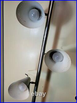 Mid Century Modern rare perforated metal cone pole tension light shipping change