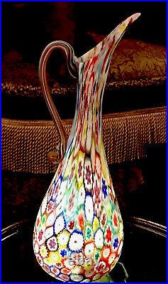 Mid Century Murano Fratelli Toso Millefiori Vase, Pitcher RARE Vintage