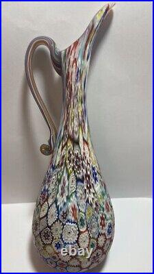 Mid Century Murano Fratelli Toso Millefiori Vase, Pitcher RARE Vintage
