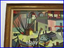 Mid Century Nautical Painting Cubism Modernism Expressionism Listed Tricomi Rare Mid Century Nautical Painting Cubism Modernism Expressionism Listed Tricomi Rare