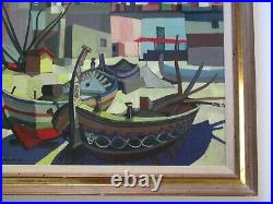 Mid Century Nautical Painting Cubism Modernism Expressionism Listed Tricomi Rare Mid Century Nautical Painting Cubism Modernism Expressionism Listed Tricomi Rare
