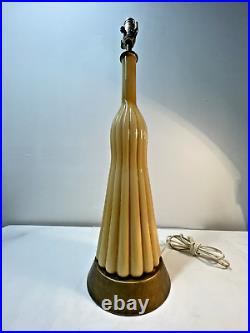 Mid Century Rare Empoli Butterscotch Ribbed Lamp. Murano Art Glass. Blenko Era