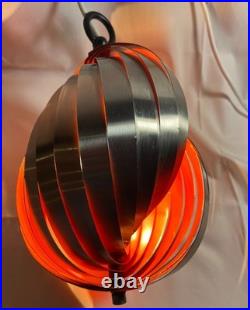 Mid-Century Spiral Pendant Metal Hanging Lamp by Henri Mathieu, RARE, Unique