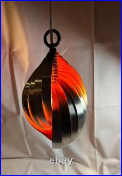 Mid-Century Spiral Pendant Metal Hanging Lamp by Henri Mathieu, RARE, Unique