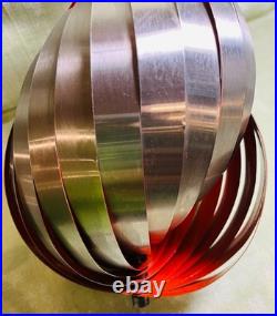 Mid-Century Spiral Pendant Metal Hanging Lamp by Henri Mathieu, RARE, Unique