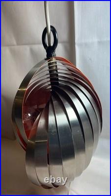 Mid-Century Spiral Pendant Metal Hanging Lamp by Henri Mathieu, RARE, Unique