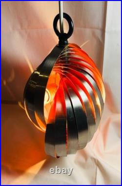 Mid-Century Spiral Pendant Metal Hanging Lamp by Henri Mathieu, RARE, Unique