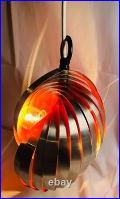 Mid-Century Spiral Pendant Metal Hanging Lamp by Henri Mathieu, RARE, Unique