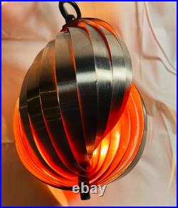 Mid-Century Spiral Pendant Metal Hanging Lamp by Henri Mathieu, RARE, Unique