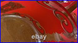 Mid-Century VTG Rare MCM 5 Red & Gold Highball Glasses Barware & Ice Bucket