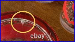 Mid-Century VTG Rare MCM 5 Red & Gold Highball Glasses Barware & Ice Bucket