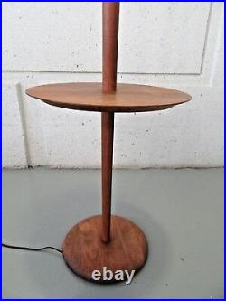 Mid Century Vladimir Kagan Walnut Floor Lamp with Table Shelf Rare