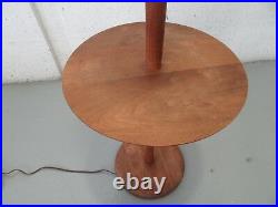 Mid Century Vladimir Kagan Walnut Floor Lamp with Table Shelf Rare