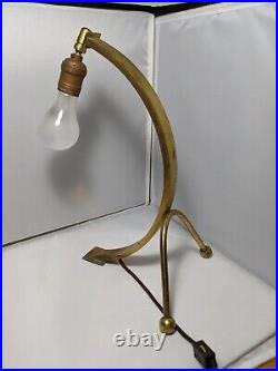Mid century Modern Brass Arc Table Lamp 1960s Rare Lighting Vintage