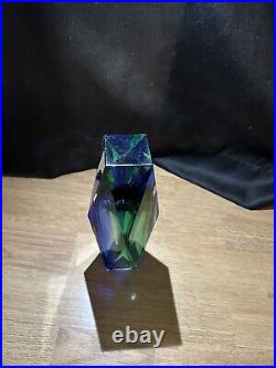 Mid century modern hand blown rare large Murano Sommerso Cobalt And Emerald vase