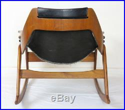 Midcentury Sling Chair & Rocker RARE Jerry Johnson Naugahyde Walnut Plywood