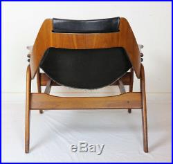 Midcentury Sling Chair & Rocker RARE Jerry Johnson Naugahyde Walnut Plywood