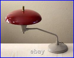 Minty! MID Century Modern Saucer Table Lamp! Atomic 1950s Rare Swing Arm