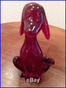 Most Rare Ruby Red Viking Glass #1323 Epic Dog Lop Eared Fabulous One Owner