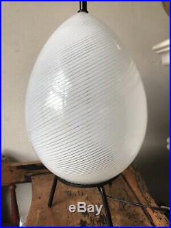 Murano Glass Egg Lamp Tripod Mid-Century Modern Venini Swirl Rare 60s 70s