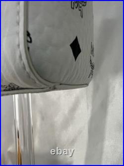 NWT RARE MCM Mini Aren Top Zip Tote White/Black