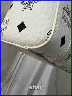 NWT RARE MCM Mini Aren Top Zip Tote White/Black