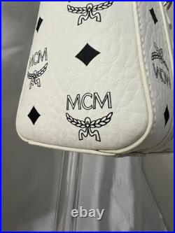 NWT RARE MCM Mini Aren Top Zip Tote White/Black